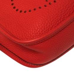 Pre Owned Hermes Rouge Tomate Clemence Leather Evelyne TPM Bag