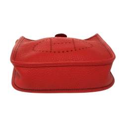 Pre Owned Hermes Rouge Tomate Clemence Leather Evelyne TPM Bag
