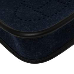 Pre Owned Hermes Blue Nuit/Black Feutre and Swift Leather Evelyne I TPM Bag