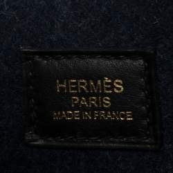 Pre Owned Hermes Blue Nuit/Black Feutre and Swift Leather Evelyne I TPM Bag