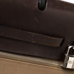 Pre Owned Hermes Etoupe/Ebene Canvas and Leather Herbag Zip 39 Bag