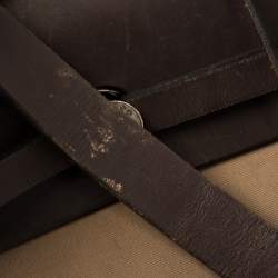 Pre Owned Hermes Etoupe/Ebene Canvas and Leather Herbag Zip 39 Bag