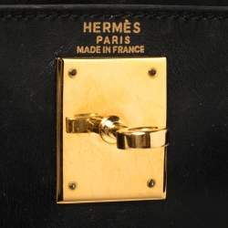 Pre Owned Hermes Black Box Calf Leather Gold Hardware Kelly Retourne 28 Bag