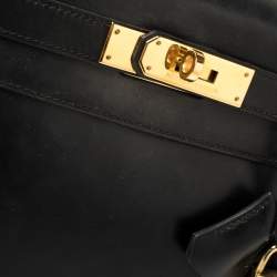 Pre Owned Hermes Black Box Calf Leather Gold Hardware Kelly Retourne 28 Bag