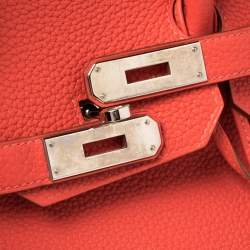 Pre Owned Hermes Rouge Pivoine Togo Leather Palladium Hardware Birkin 35 Bag