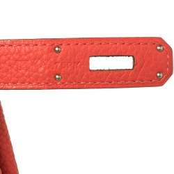 Pre Owned Hermes Rouge Pivoine Togo Leather Palladium Hardware Birkin 35 Bag