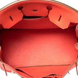 Pre Owned Hermes Rouge Pivoine Togo Leather Palladium Hardware Birkin 35 Bag