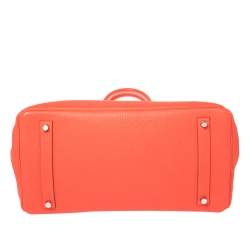 Pre Owned Hermes Rouge Pivoine Togo Leather Palladium Hardware Birkin 35 Bag