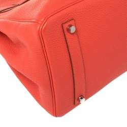 Pre Owned Hermes Rouge Pivoine Togo Leather Palladium Hardware Birkin 35 Bag