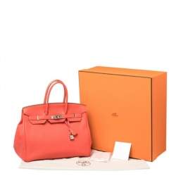 Pre Owned Hermes Rouge Pivoine Togo Leather Palladium Hardware Birkin 35 Bag