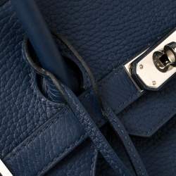 Hermes Blue Sapphire Clemence Leather Palladium Hardware Birkin 35 Bag