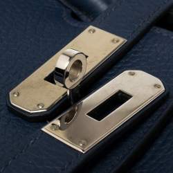 Hermes Blue Sapphire Clemence Leather Palladium Hardware Birkin 35 Bag