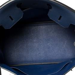 Hermes Blue Sapphire Clemence Leather Palladium Hardware Birkin 35 Bag