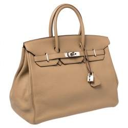 Pre Owned Hermes Cardamome Taurillon Clemence Leather Palladium Hardware Birkin 35 Bag