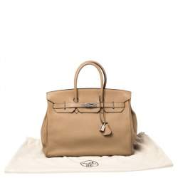 Pre Owned Hermes Cardamome Taurillon Clemence Leather Palladium Hardware Birkin 35 Bag