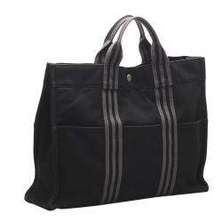 مملوكة مسبقًا Hermes Black Canvas Fourre Tout GM Tote Bag