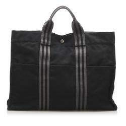 مملوكة مسبقًا Hermes Black Canvas Fourre Tout GM Tote Bag