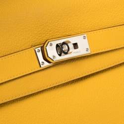 Hermes Jaune Ambre Togo Leather Palladium Hardware Shoulder Kelly 42 Bag
