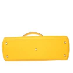 Hermes Jaune Ambre Togo Leather Palladium Hardware Shoulder Kelly 42 Bag