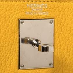 Hermes Jaune Ambre Togo Leather Palladium Hardware Shoulder Kelly 42 Bag