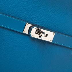 Pre Owned Hermes Blue Zanzibar Togo Leather Palladium Hardware Jypsiere 37 Bag