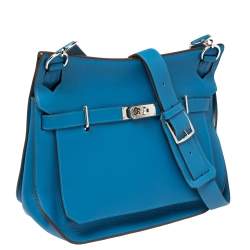 Pre Owned Hermes Blue Zanzibar Togo Leather Palladium Hardware Jypsiere 37 Bag