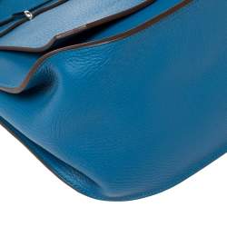 Pre Owned Hermes Blue Zanzibar Togo Leather Palladium Hardware Jypsiere 37 Bag