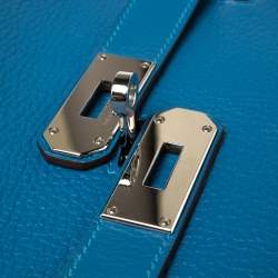Pre Owned Hermes Blue Zanzibar Togo Leather Palladium Hardware Jypsiere 37 Bag
