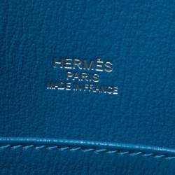 Pre Owned Hermes Blue Zanzibar Togo Leather Palladium Hardware Jypsiere 37 Bag