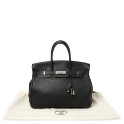Pre Owned Hermes Black Togo Leather Palladium Hardware Birkin 35 Bag