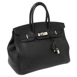 Pre Owned Hermes Black Togo Leather Palladium Hardware Birkin 35 Bag