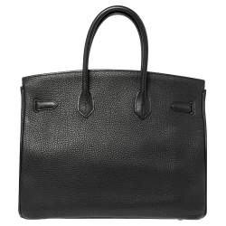 Pre Owned Hermes Black Togo Leather Palladium Hardware Birkin 35 Bag