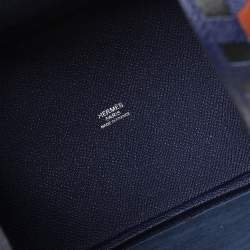 Pre Owned Hermes Bleu Encre/Brique/Black Epsom Leather Picotin Lock Tressage MM Bag