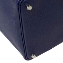 Pre Owned Hermes Bleu Encre/Brique/Black Epsom Leather Picotin Lock Tressage MM Bag