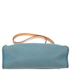 Pre Owned Hermes Natural/Blue Lin Canvas and Leather Herbag Zip 31 Bag