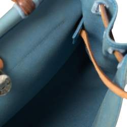 Pre Owned Hermes Natural/Blue Lin Canvas and Leather Herbag Zip 31 Bag