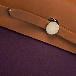 Pre Owned Hermes Fauve/Cassis Lin Canvas and Leather Herbag Zip 39 Bag