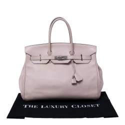 Hermes Rose Dragee Swift Leather Palladium Hardware Birkin 35 Bag