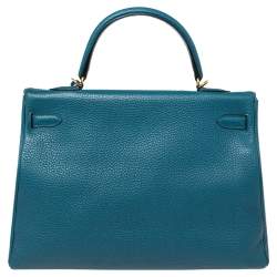 Pre Owned Hermes Cobalt Togo Leather Gold Hardware Kelly Retourne 35 Bag
