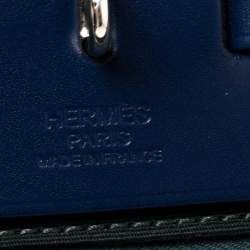 مملوكة مسبقًا Hermes Bleu Saphir/Vert Cypres Canvas and Leather Herbag Zip 39 Bag