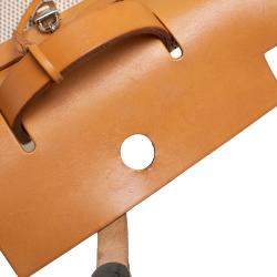 Pre Owned Hermes Natural/Toile Canvas and Leather 2 in 1 Herbag PM Bag