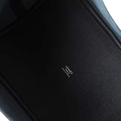 Pre Owned Hermes Bleu Indigo/Black/Terre Battue Epsom Leather Picotin Lock Cuir De Tressage MM Bag