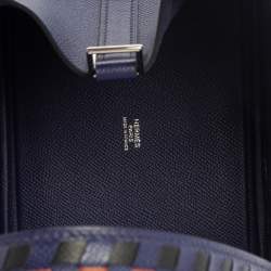 Pre Owned Hermes Bleu Encre/Brique/Black Epsom Leather Picotin Lock Tressage PM Bag