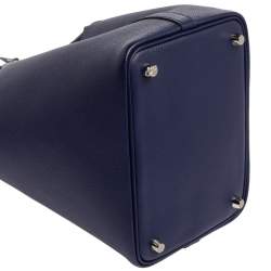 Pre Owned Hermes Bleu Encre/Brique/Black Epsom Leather Picotin Lock Tressage PM Bag