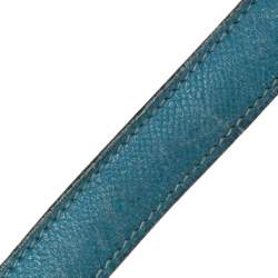 Pre Owned Hermes Blue Izmir Courchevel Leather Trim 31 Bag