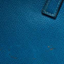 Pre Owned Hermes Blue Izmir Courchevel Leather Trim 31 Bag