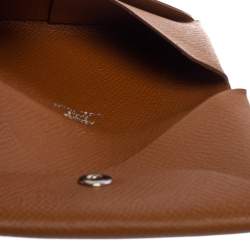 Pre Owned Hermes Gold Epsom Leather Calvi Card Holder