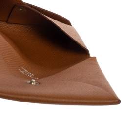 Pre Owned Hermes Gold Epsom Leather Calvi Card Holder