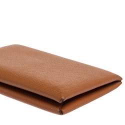 Pre Owned Hermes Gold Epsom Leather Calvi Card Holder