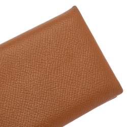Pre Owned Hermes Gold Epsom Leather Calvi Card Holder